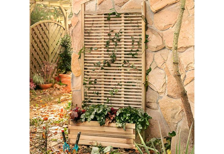 Jardinière en bois de pin traité avec treillis Oslo – 90 x 40 x 180 cm