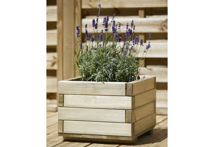 Bac à fleurs carré en bois d’épicéa traité – 40 x 40 x 32 cm