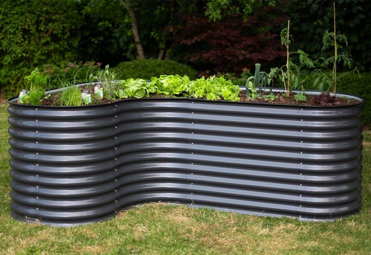Bac potager en acier galvanisé anthracite – 160 x 240 x 82 cm