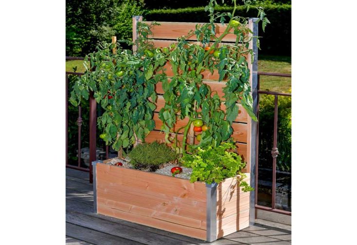 Bac potager en bois douglas et aluminium 75 x 35 x 136 cm