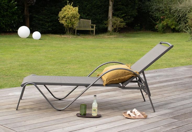 GARDENSTAR Chaise de jardin pliante en acier et textilène coloris