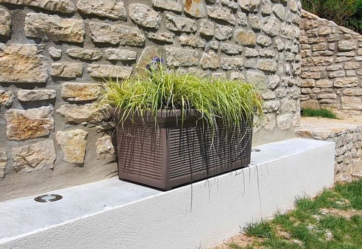 Jardinière rectangulaire PAPI balconnière emboîtable en PEHD