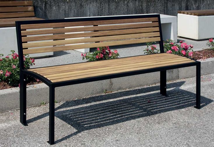 Banc de jardin en bois de pin traité et acier galvanisé Carmen