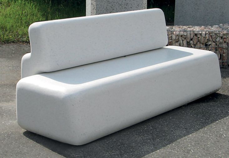 Banc de jardin en béton monobloc et acier galvanisé Oasi