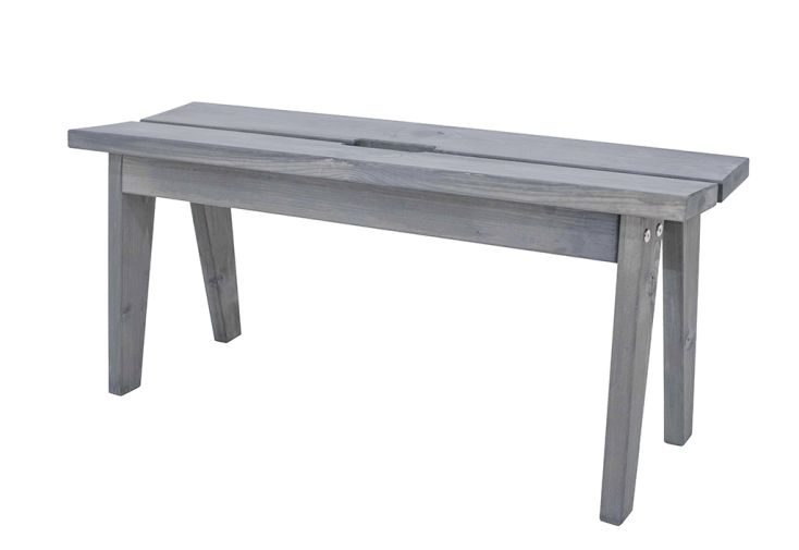 Banc de jardin en bois de pin imprégné gris – 88 x 25 x 38 cm