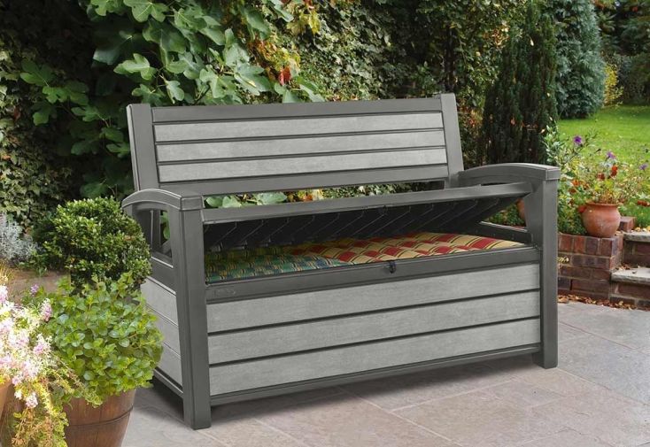 Banc de Jardin Coffre de Rangement en Résine Brossium 227L – 130 cm