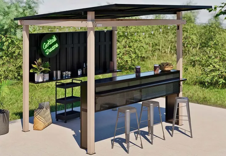 Bar extérieur en aluminium effet bois Munich – 6,7 m²