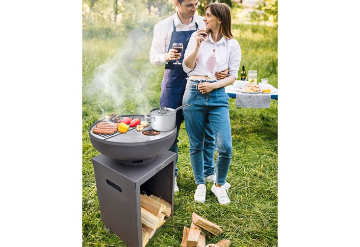 Barbecue braséro avec plancha en inox – ⌀ 60 cm