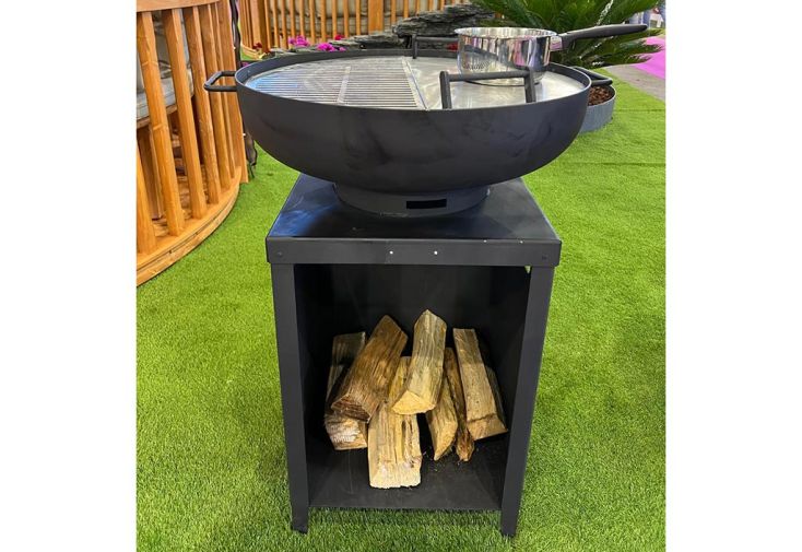 Barbecue braséro avec plancha en inox – ⌀ 60 cm