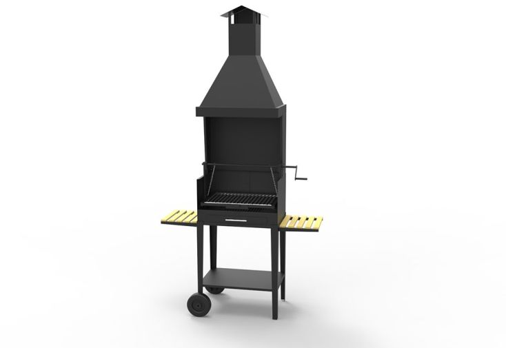Barbecue au Charbon de Bois sur Chariot Acier 55 x 40 cm