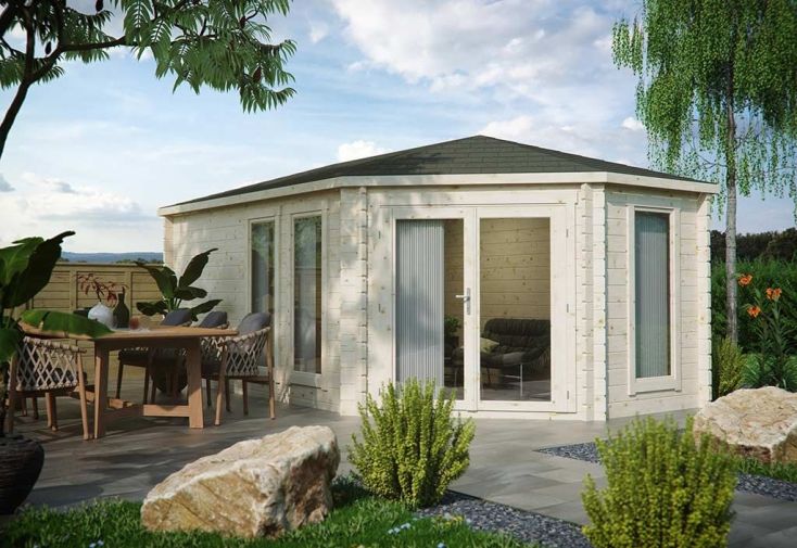 Chalet de jardin en bois d'épicéa toit multi pans - Bella 1