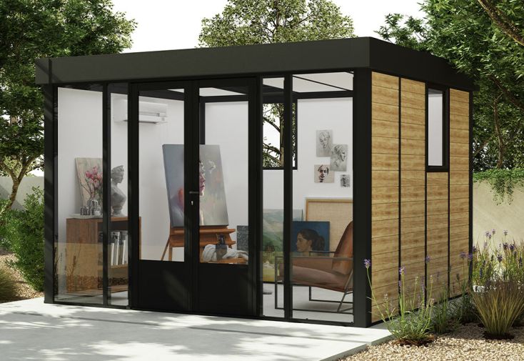 Studio de jardin en bois composite, verre et polycarbonate 10 m² - Copenhague
