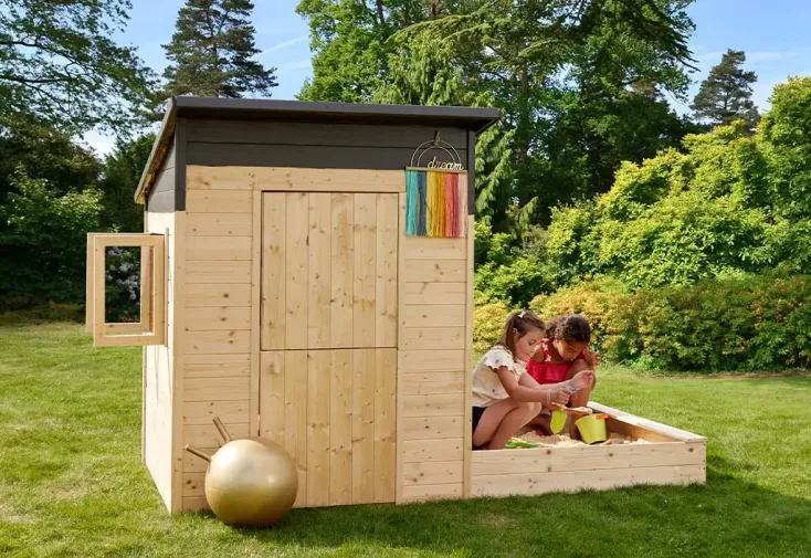 Cabane en bois brut pour enfant Soulet avec bac à sable - Palm Springs