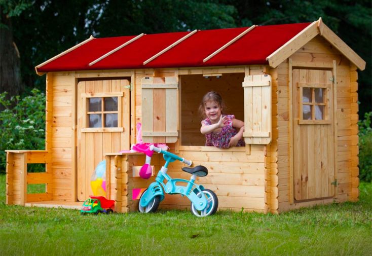 Cabane de jardin pour enfant en bois brut 223 x 164 cm - M503