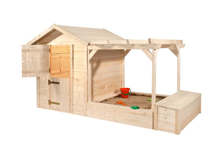 Maisonnette pour enfants avec bac à sable en bois – Tabaluga