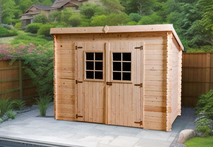 Abri de jardin en bois brut monopente + joint d'étanchéité - 5,5 m²