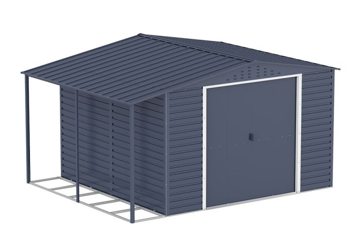 Abri de jardin en métal anthracite avec auvent Duramax Alpine 10,87 m²