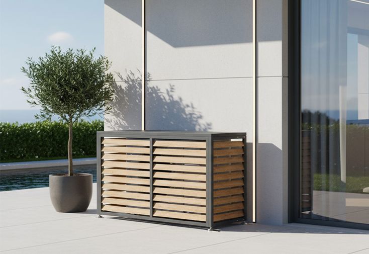 Cache climatiseur en acier effet bois Boxa M – 140 x 56 x 97 cm