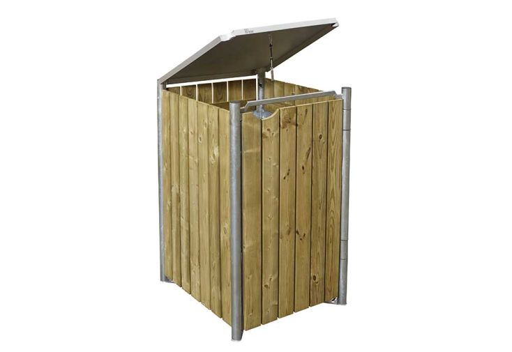 Cache-poubelle simple en acier et bois de pin traité 60 x 63 x 115 cm