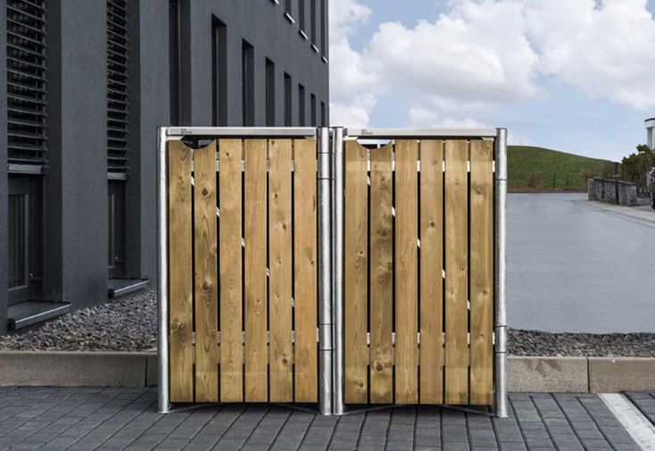 Cache poubelle double en bois Garden Duo L150xP89xH120cm