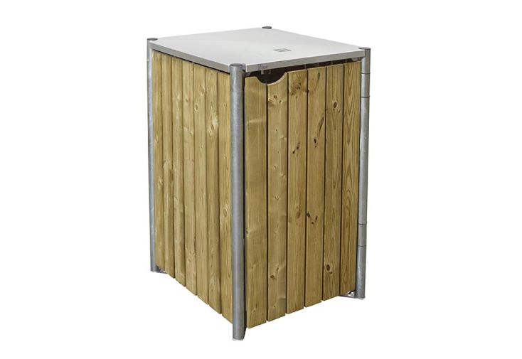 Cache-poubelle simple en acier et bois de pin traité 69 x 80 x 115 cm