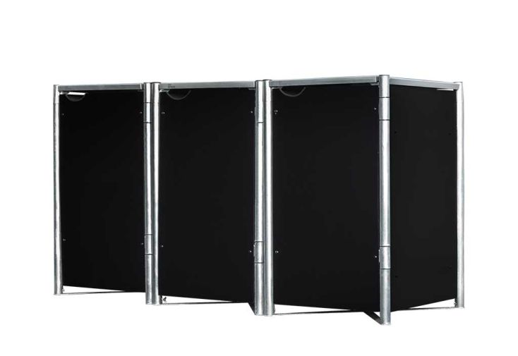 Cache-poubelle triple en acier et composite aluminium 181 x 63 x 115 cm