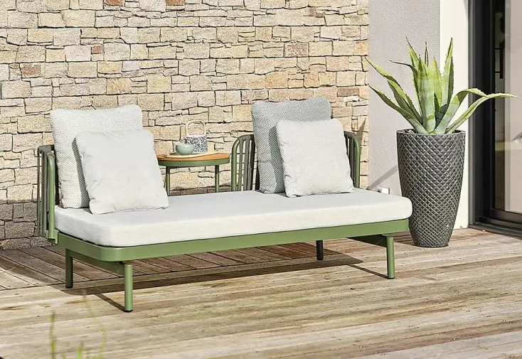 Canapé de jardin en aluminium et corde tissée – Barlia