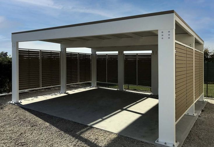 Carport double en acier galvanisé Pompei – 29 m²