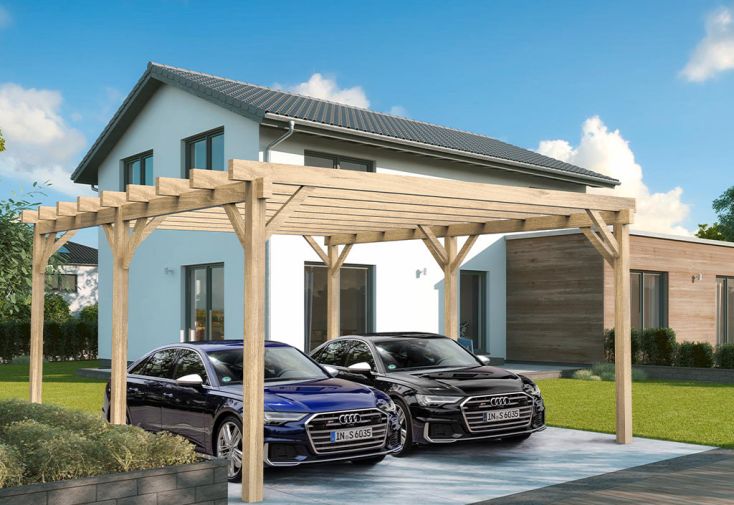 Carport bois, abri voiture bois adossé / autoportant