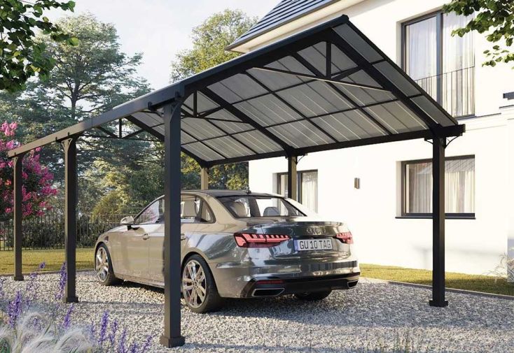 Carport simple en acier inox thermolaqué Eiger – 22,3 m² 