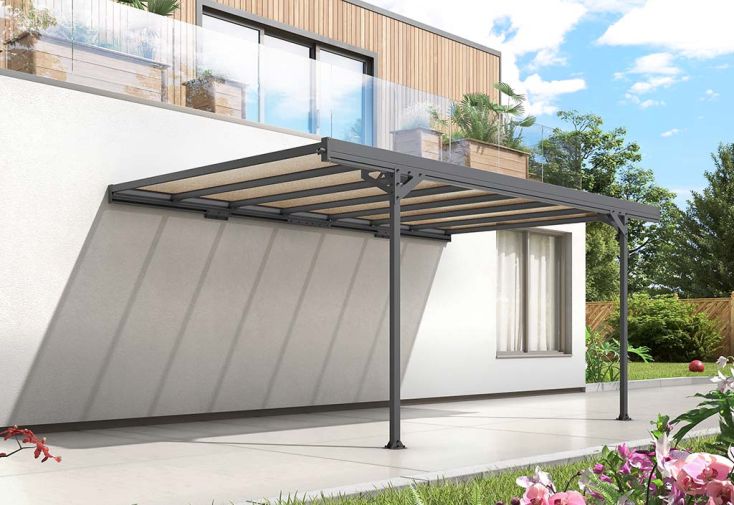 Carport Adossé en Aluminium et Polycarbonate Mistral 15 m²