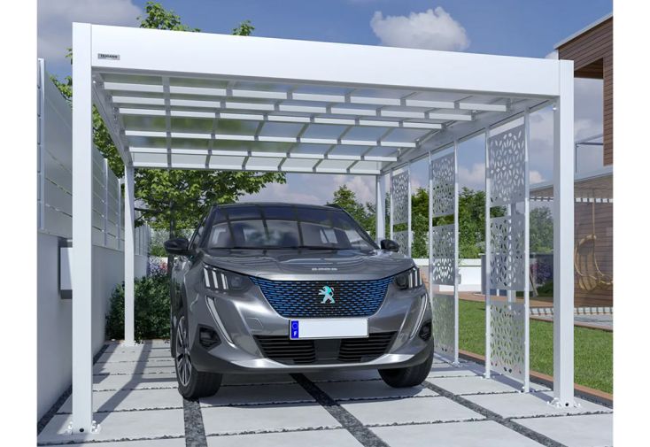 Carport en aluminium et polycarbonate Libeccio + 3 claustras – 16,6 m²