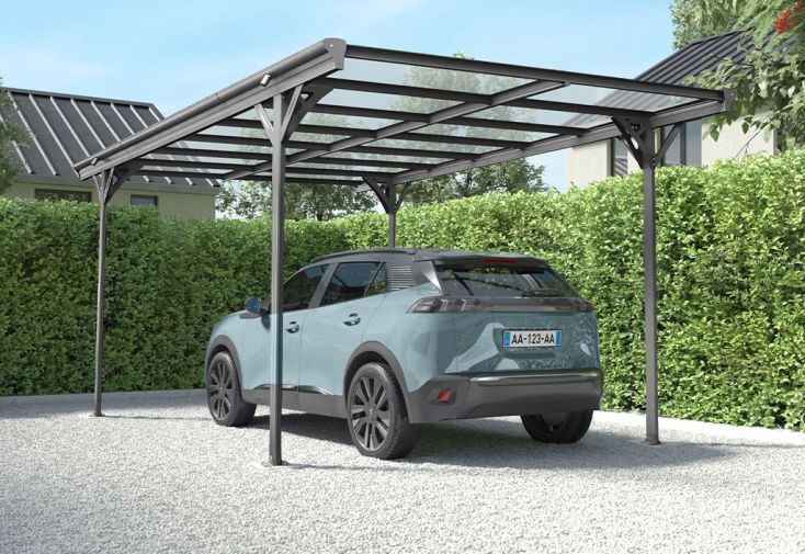 Carport autoportant en aluminium et polycarbonate 15 m² – Lola