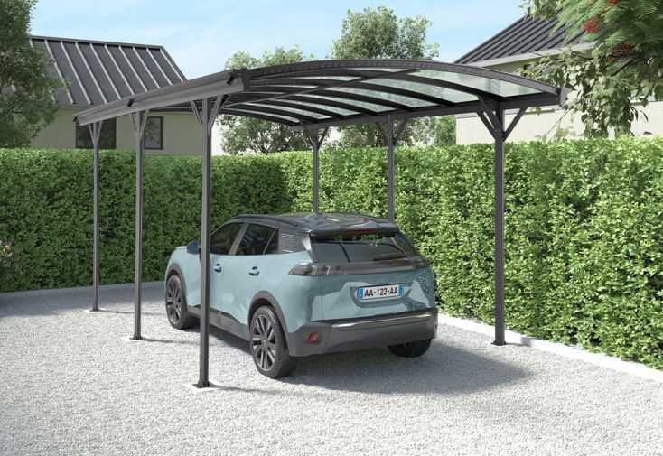 Carport autoportant en aluminium et polycarbonate 15 m² – Nora