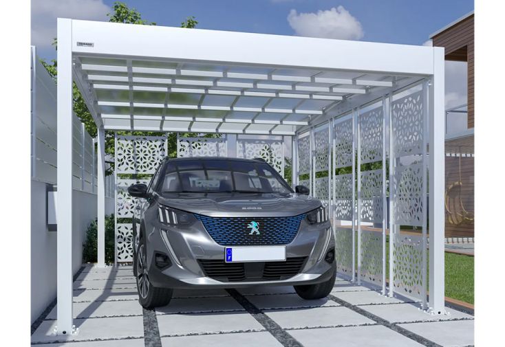 Carport en aluminium et polycarbonate Libeccio + 8 claustras – 16,6 m²