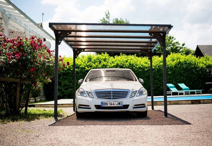 Carport en aluminium toit plat (294x500cm)