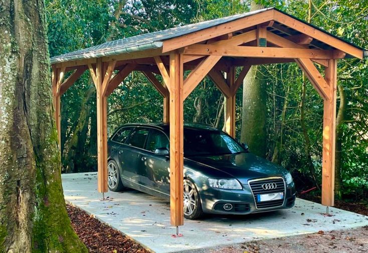 Carport simple en bois Douglas 6 poteaux sans couverture - 13 à 26 m²