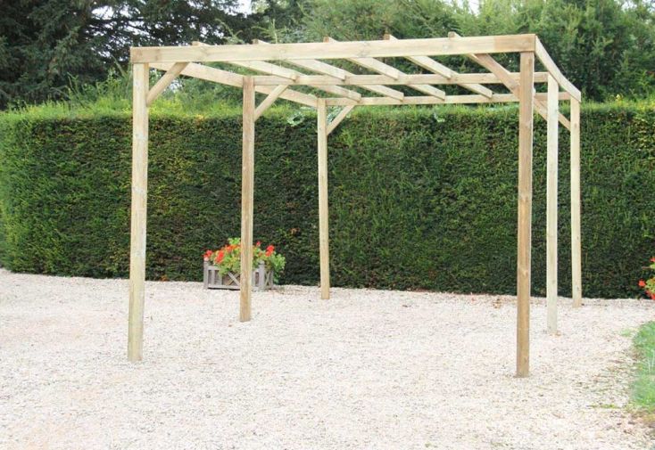 Carport sans couverture en bois traité autoclave 15 m²