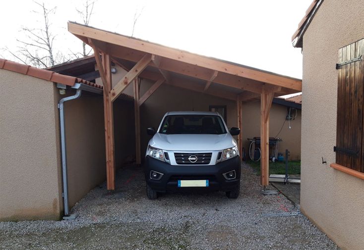 Carport en bois Douglas toit 1 pente 12 à 20 m² – Provence 4 poteaux