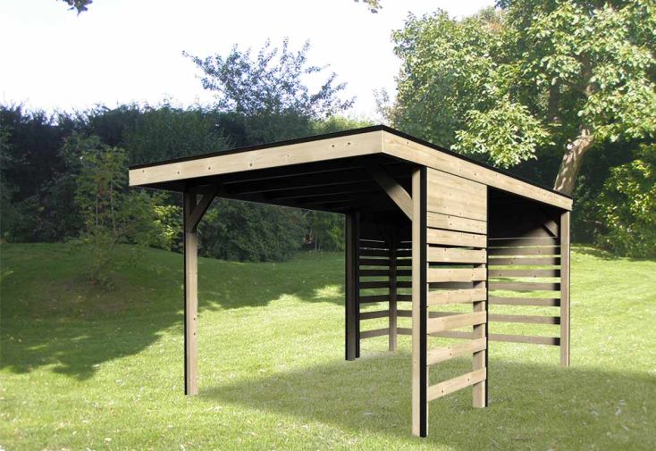 Carport en Bois 1 Voiture (4,80x2,98m)  