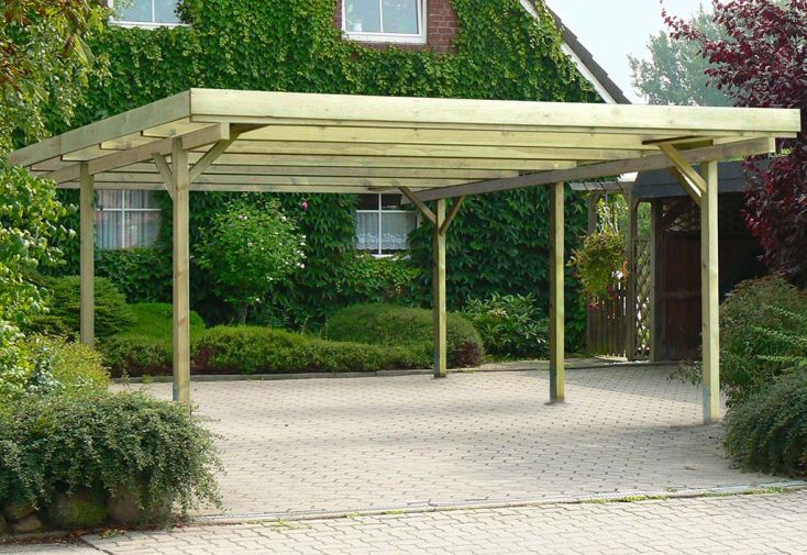 Carport en Bois d’Epicéa Traité avec Couverture en PVC 25 m²