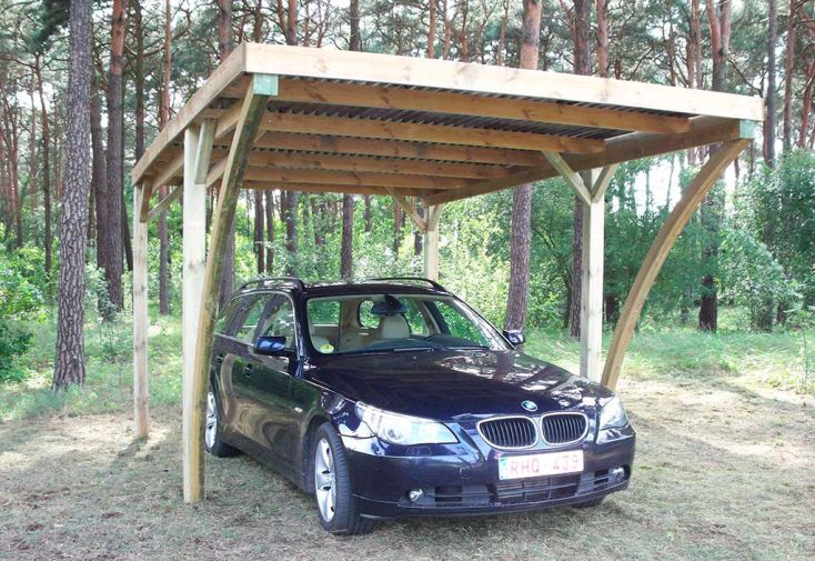 Carport Double en Bois d'Épicéa Traité et Fibre de Verre Capri 30