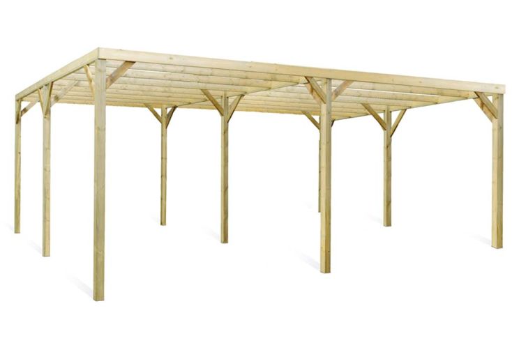 Carport 2 Voitures en Bois Traité Autoclave CL 4 Monza - 30 m²