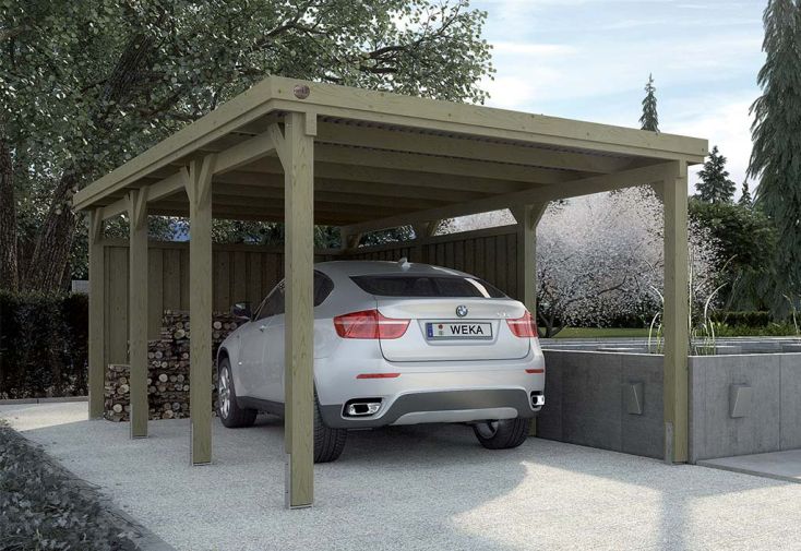 Carport en bois de pin traité et toit en acier galvanisé – 20,31 m²