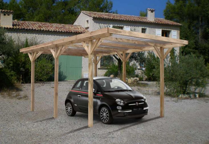Carport Bois Max Toiture PVC (3x5,1x2,33) - Carport Max 1 voiture ...