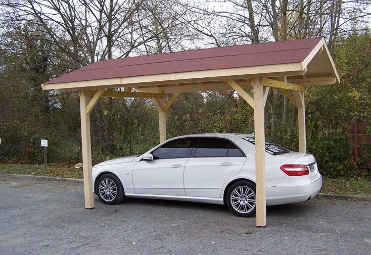 Carport Bois Toit 2 Pentes + Bardeaux Bitumés – 5 x 3,5 m