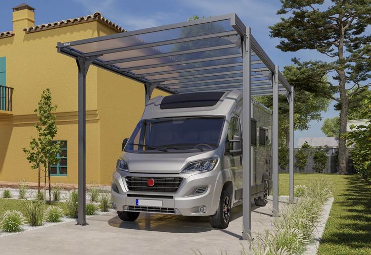 Carport pour camping-car en aluminium et polycarbonate Hegoa - 20,91 m²