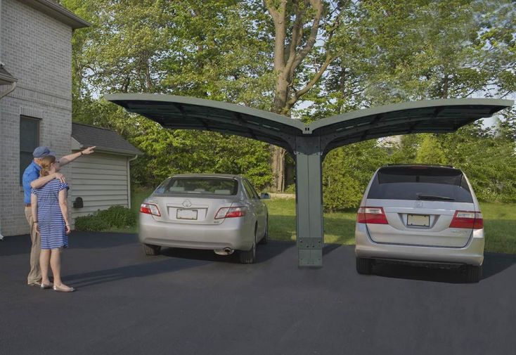 Carport double déporté Arizona Breeze 6 x 5 m Gris | Palram - Canopia