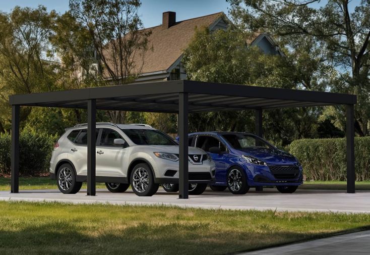 Carport double en aluminium et polycarbonate Oslo – 36,1 m²