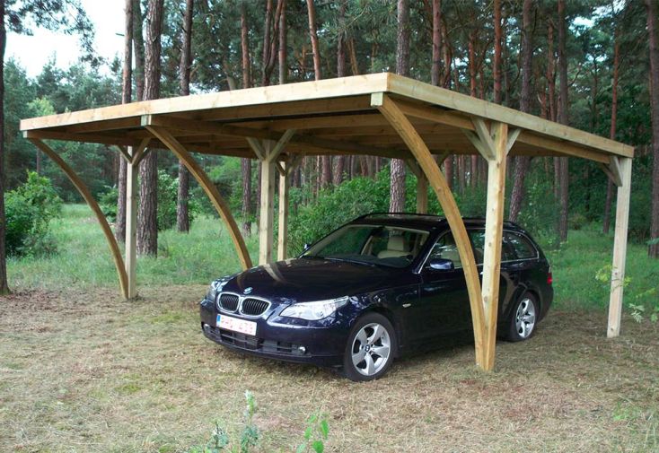 Carport Double en Bois d’Épicéa Traité et Fibre de Verre Capri 30 m² 